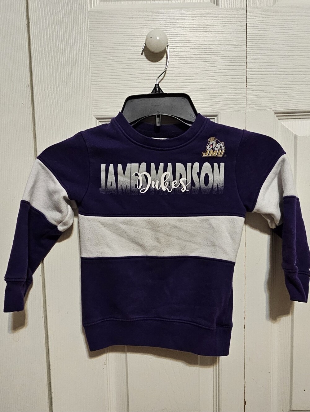 JMU Kids Russell Athletic Purple & White Dukes Kids Pullover Sweatshirt 4-5